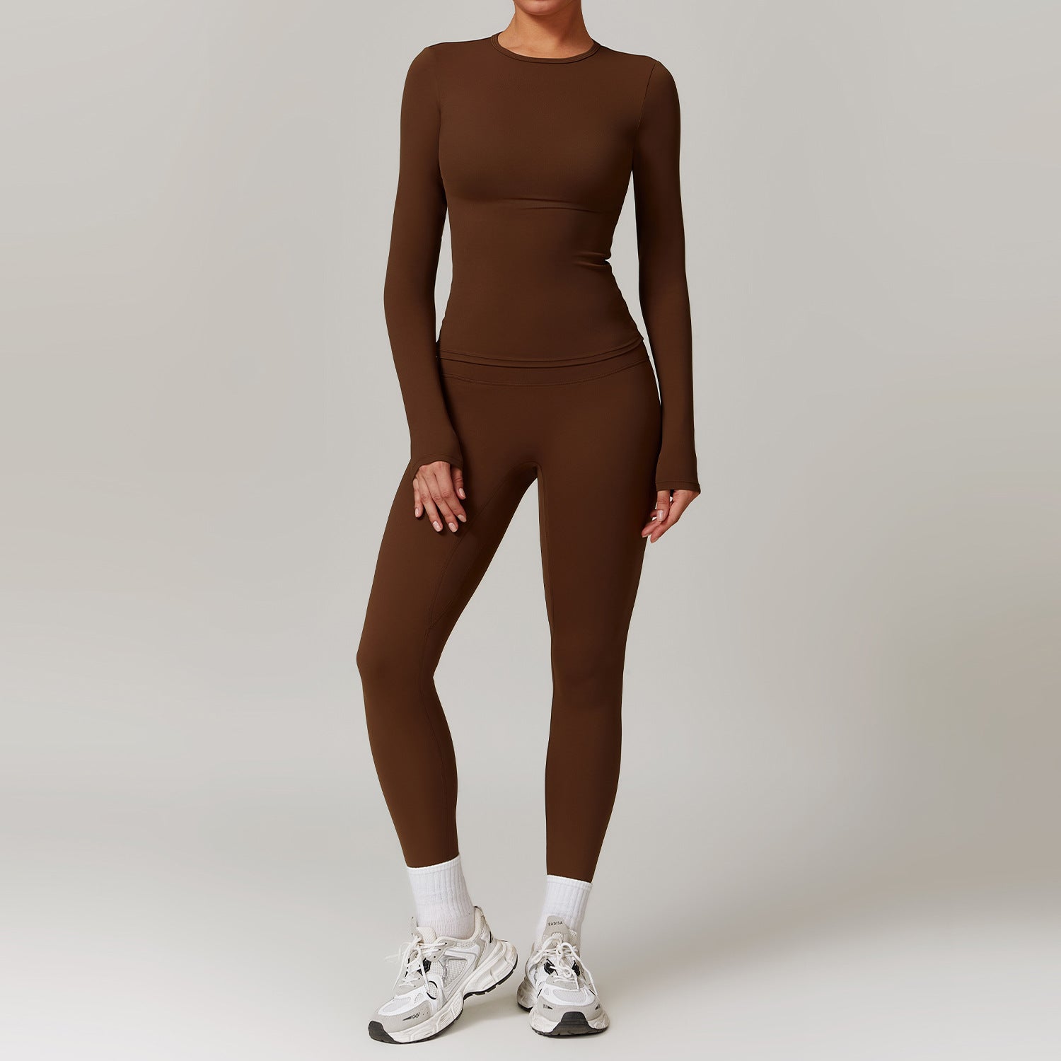 Tight-Fitting Brushed Yoga Suit Quick-Drying Fitness Clothes Fitness Long Sleeve Tracksuits Sports Suit Gym Top High Waist Leggings Women Sets Yoga Set